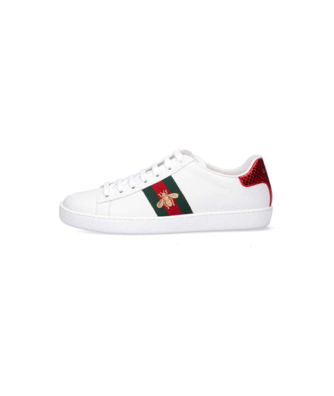 GUCCI Белые кожаные кеды, фото 3