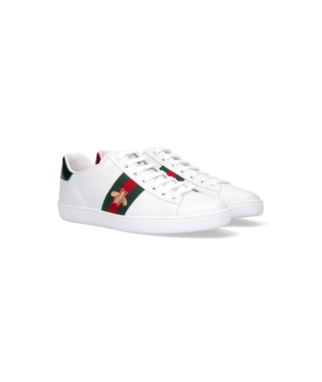 GUCCI Белые кожаные кеды, фото 2