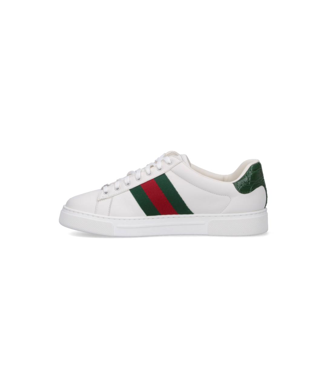 GUCCI Белые кожаные низкие кроссовки / кеды, фото 3