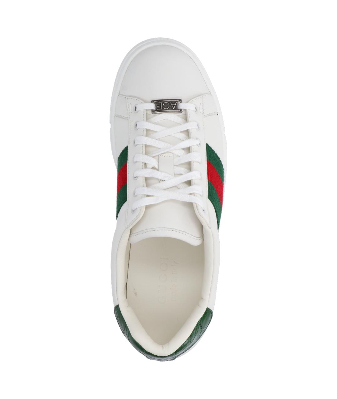 GUCCI Белые кожаные низкие кроссовки / кеды, фото 5