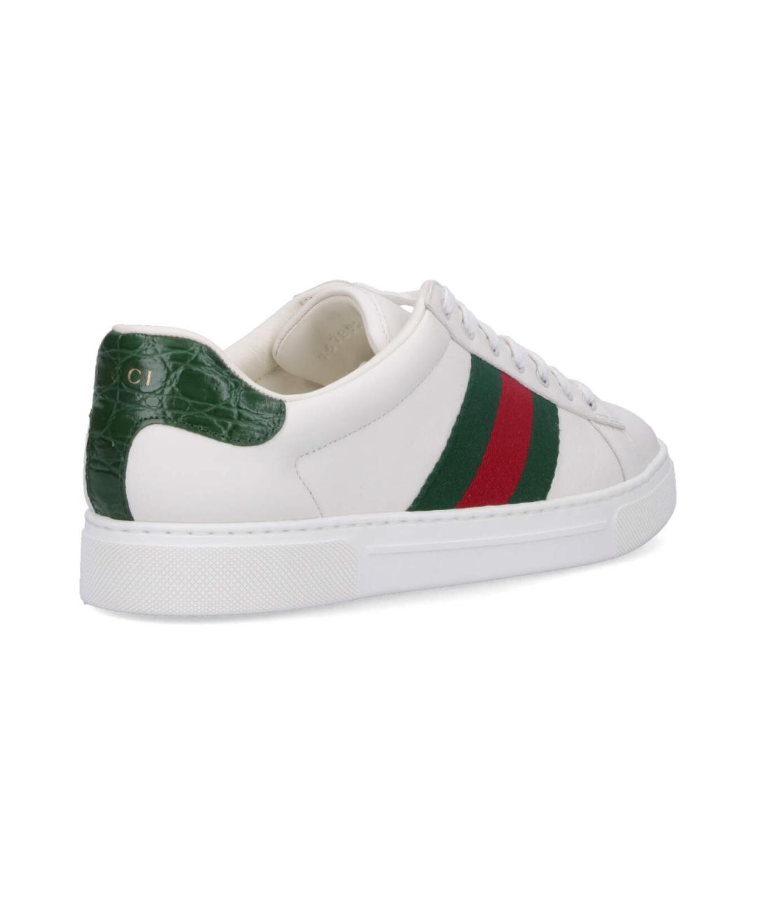 GUCCI Белые кожаные низкие кроссовки / кеды, фото 4