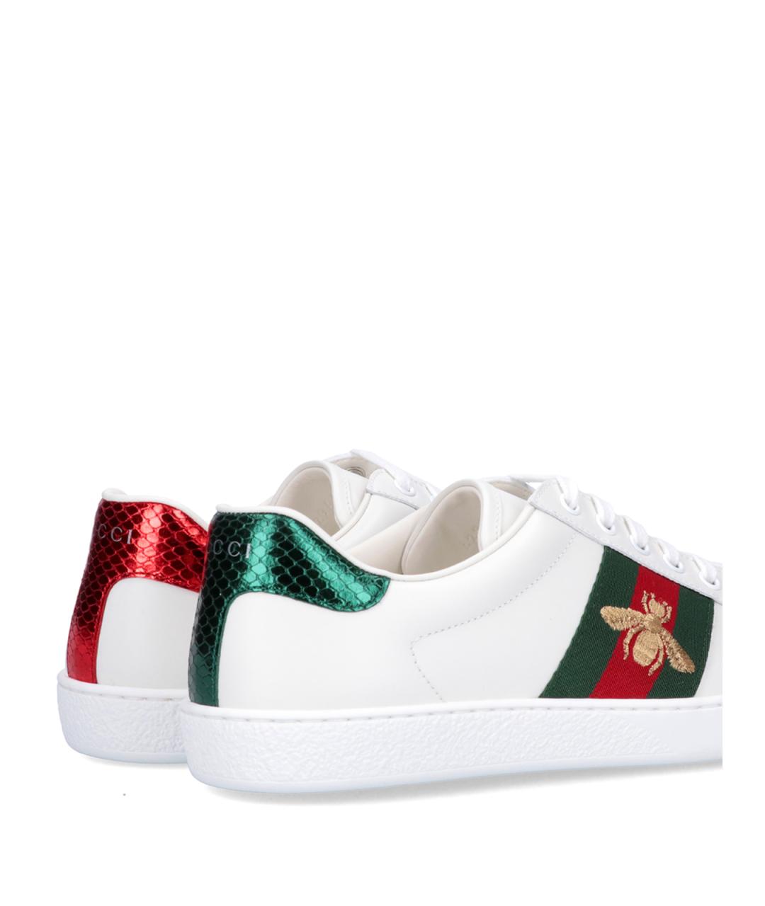 GUCCI Белые кожаные низкие кроссовки / кеды, фото 4