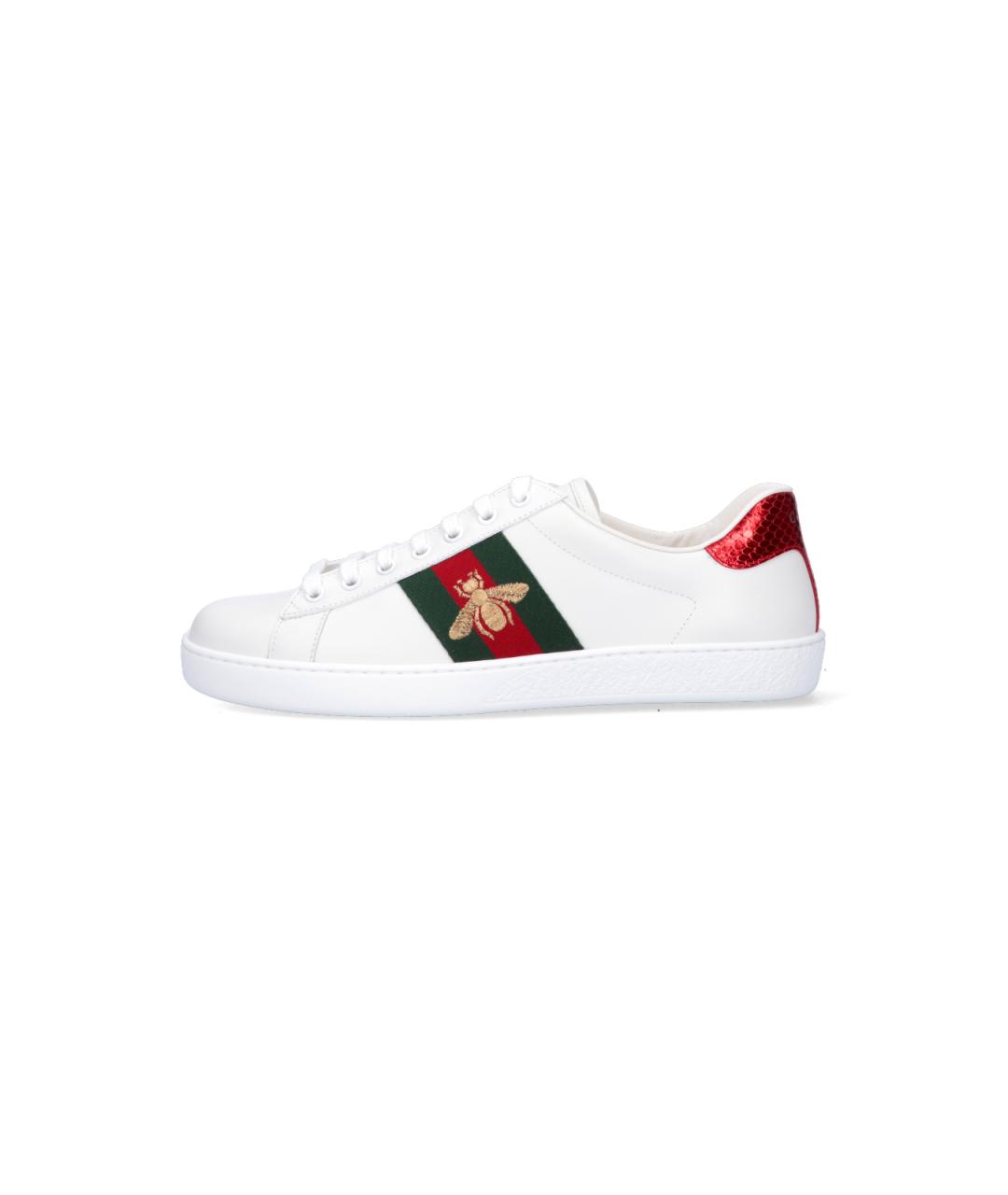 GUCCI Белые кожаные низкие кроссовки / кеды, фото 3