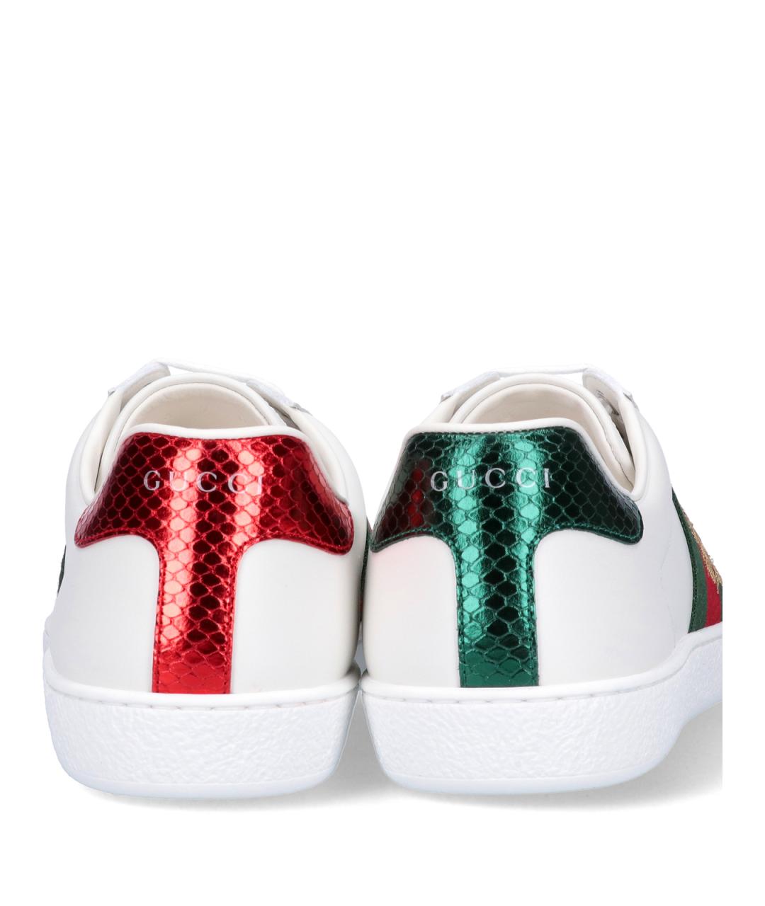 GUCCI Белые кожаные низкие кроссовки / кеды, фото 5