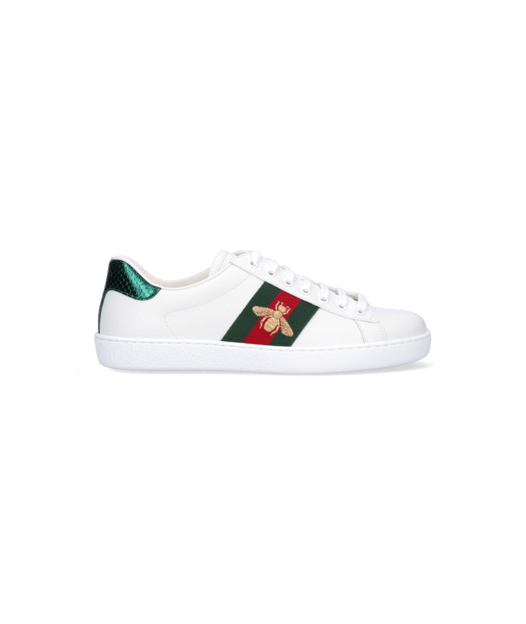GUCCI Белые кожаные низкие кроссовки / кеды, фото 1