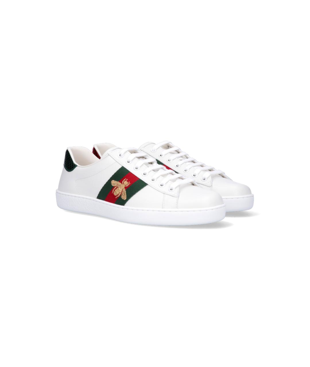 GUCCI Белые кожаные низкие кроссовки / кеды, фото 2