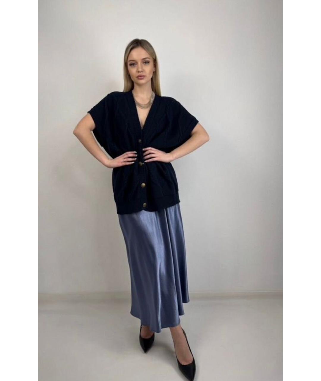 MAX MARA Голубая ацетатная юбка миди, фото 7