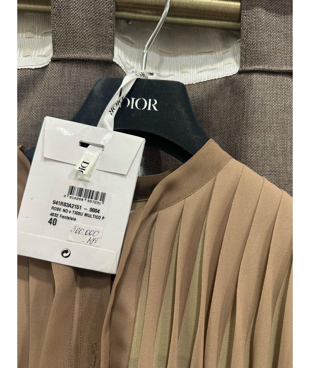 CHRISTIAN DIOR Бежевое полиэстеровое повседневное платье, фото 6
