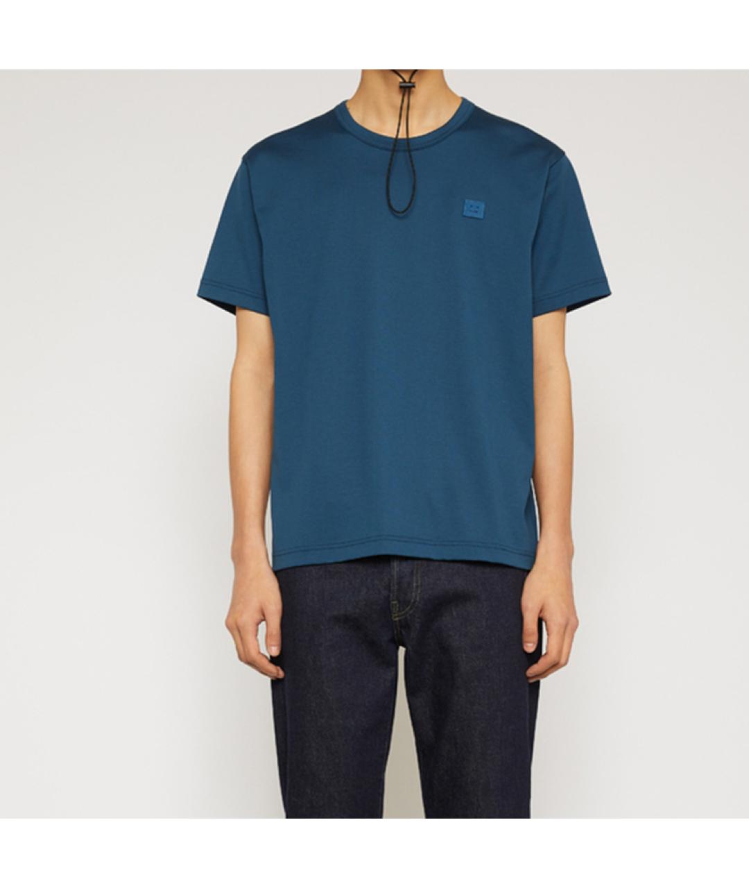 ACNE STUDIOS Синяя хлопковая футболка, фото 4
