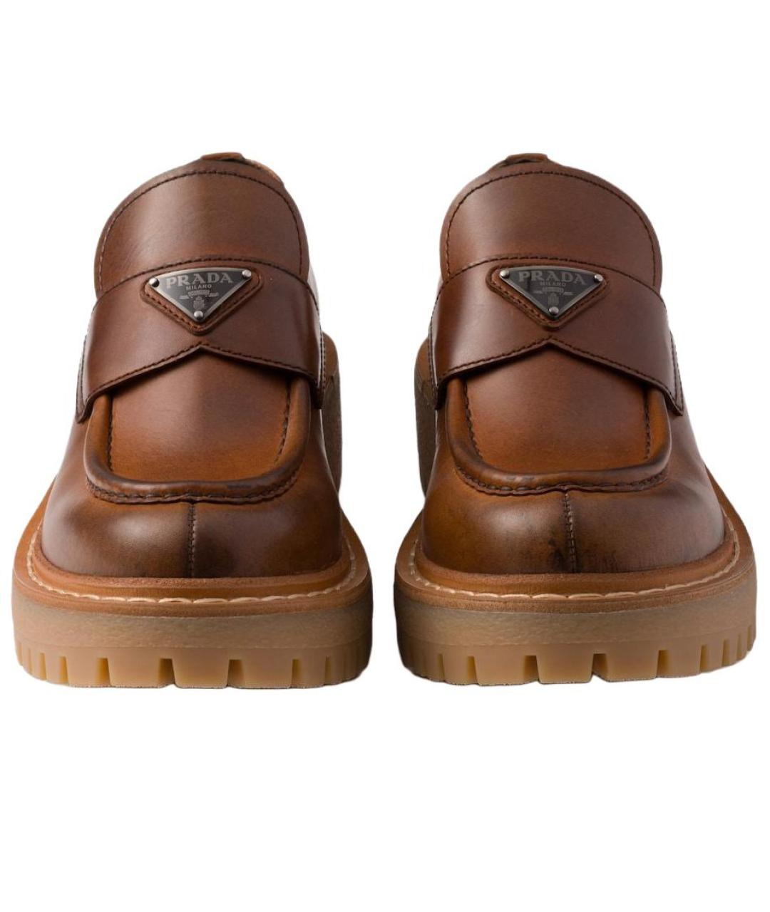 PRADA Коричневые кожаные лоферы, фото 5