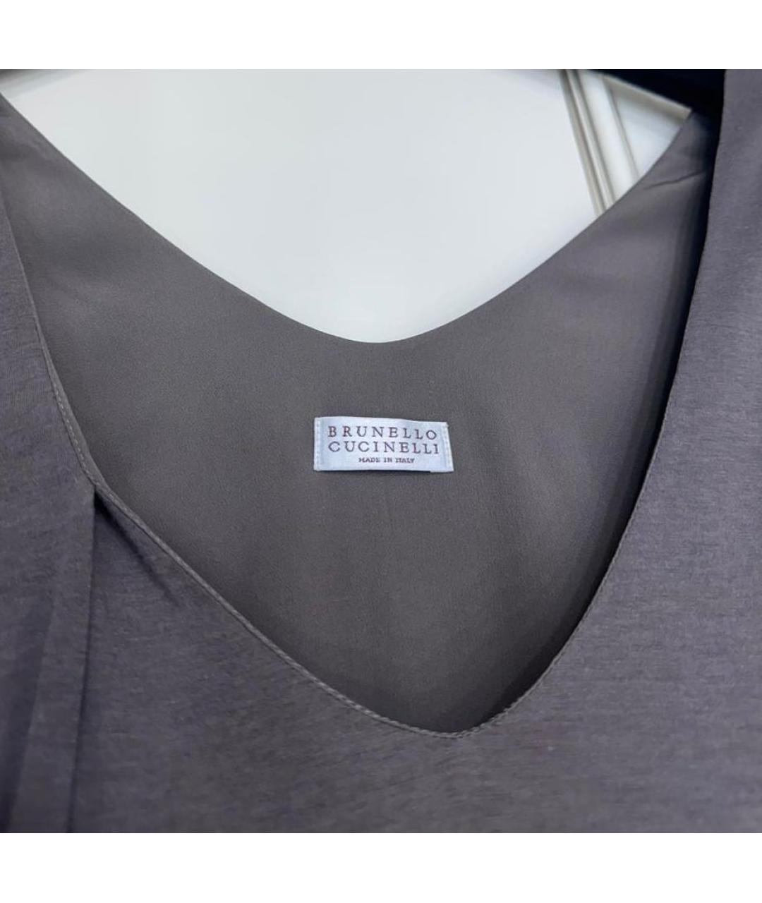 BRUNELLO CUCINELLI Коричневое хлопковое повседневное платье, фото 2