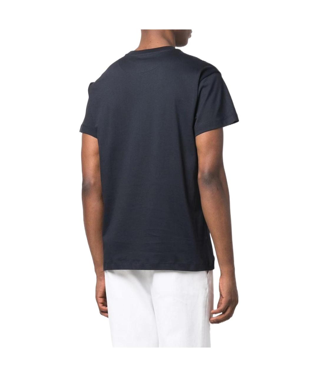 JIL SANDER Темно-синяя хлопковая футболка, фото 2