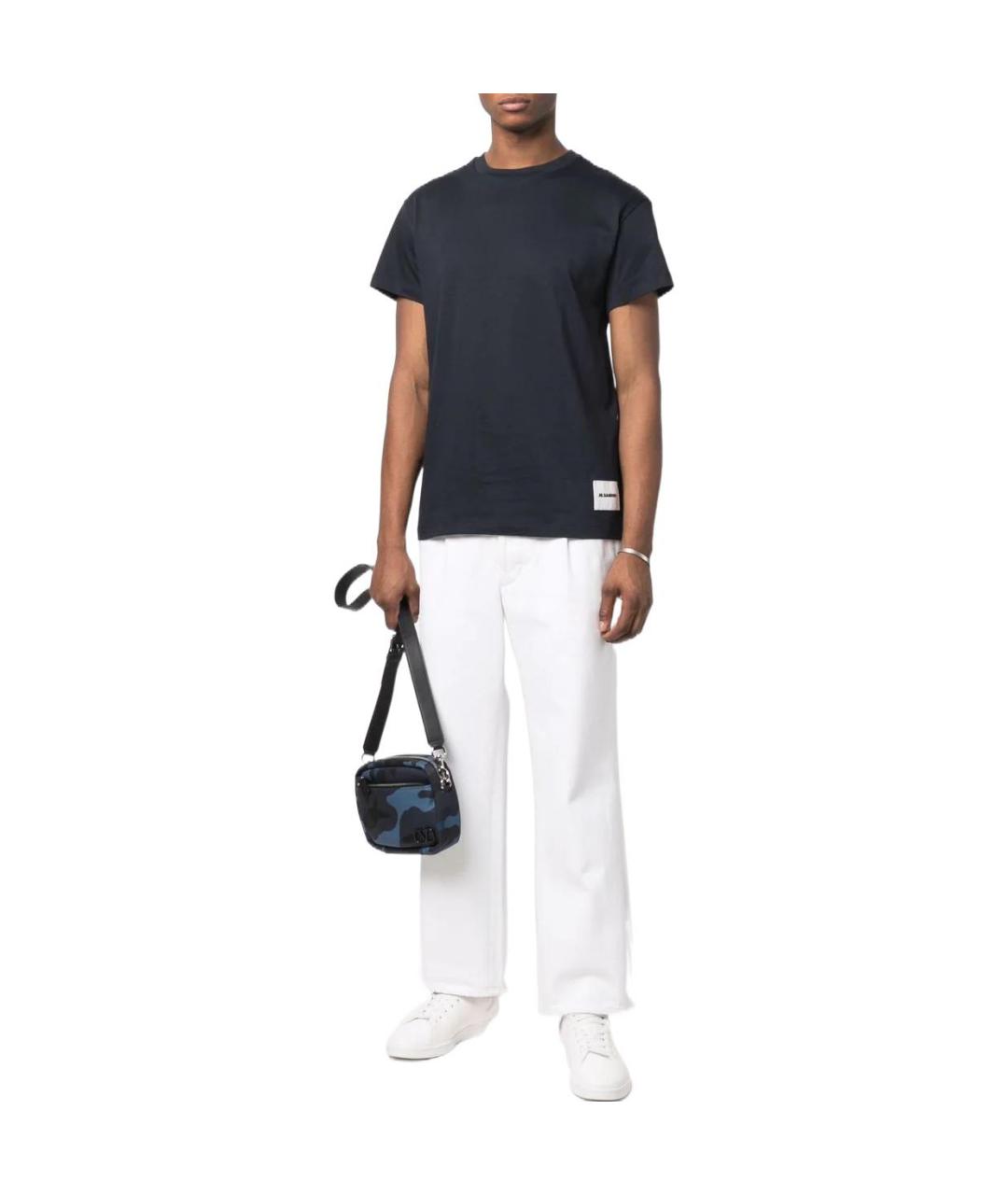 JIL SANDER Темно-синяя хлопковая футболка, фото 3