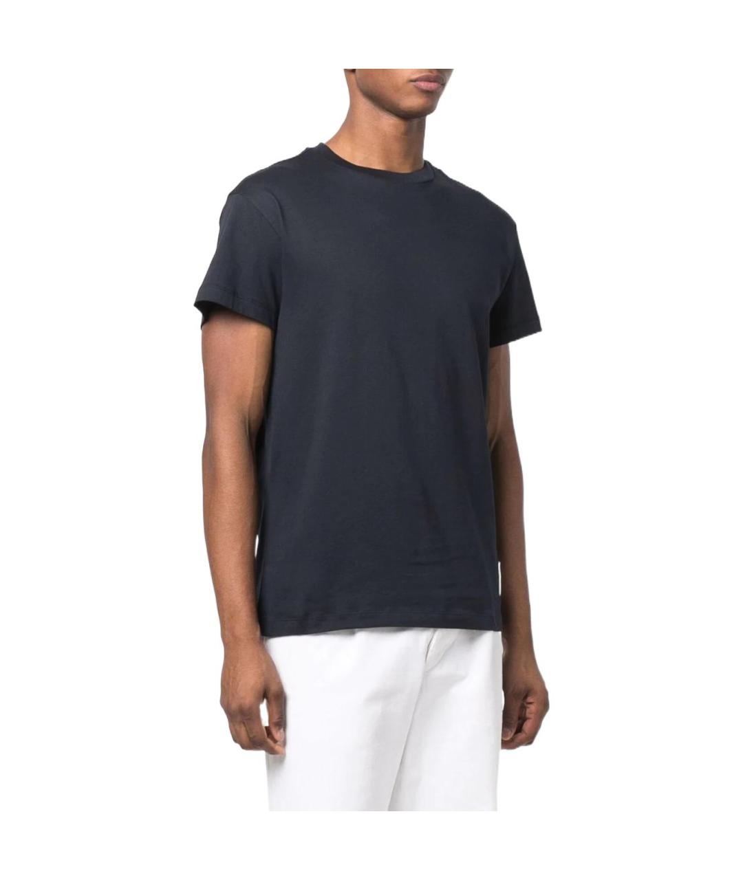 JIL SANDER Темно-синяя хлопковая футболка, фото 4