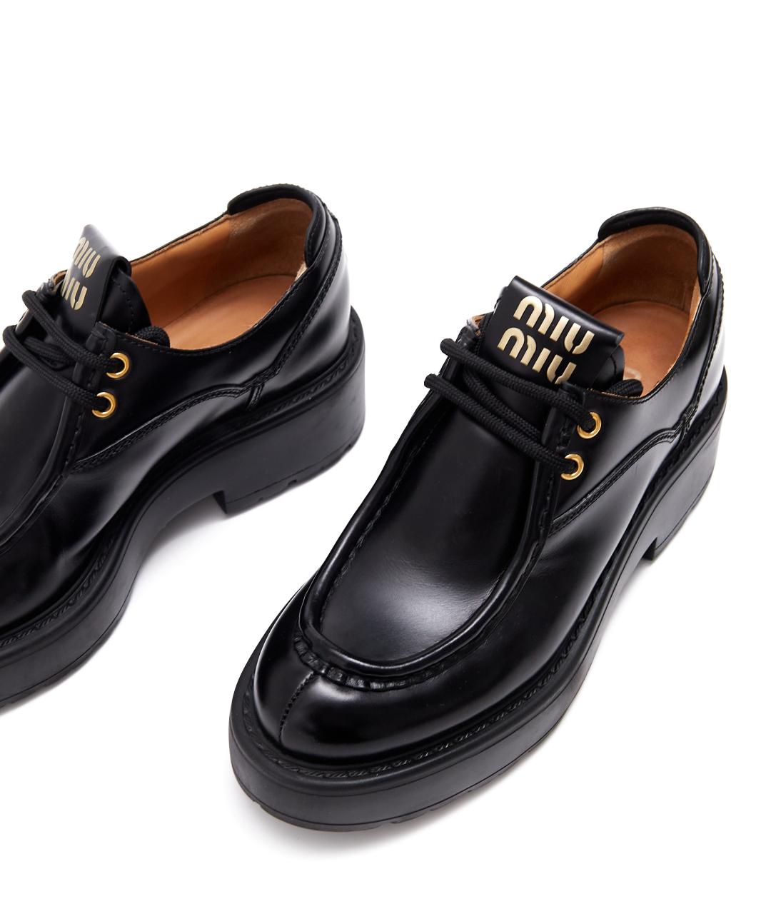 MIU MIU Черные кожаные брогги и оксфорды, фото 5