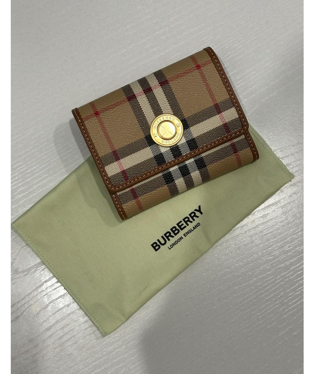 BURBERRY Бежевый кожаный кошелек, фото 4