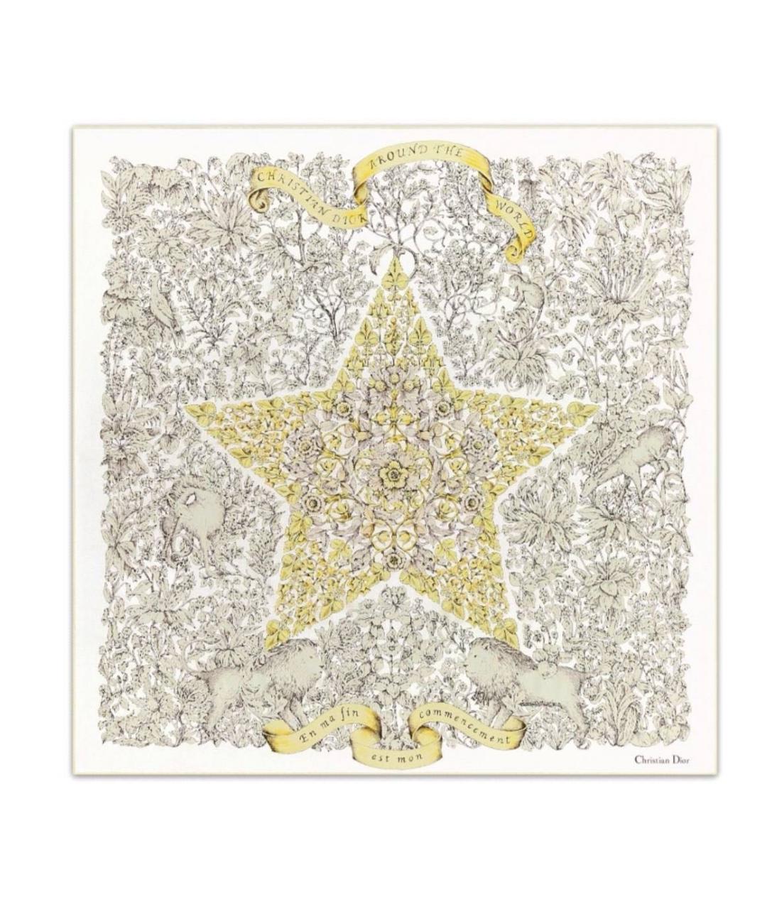 CHRISTIAN DIOR Золотой шелковый платок, фото 1