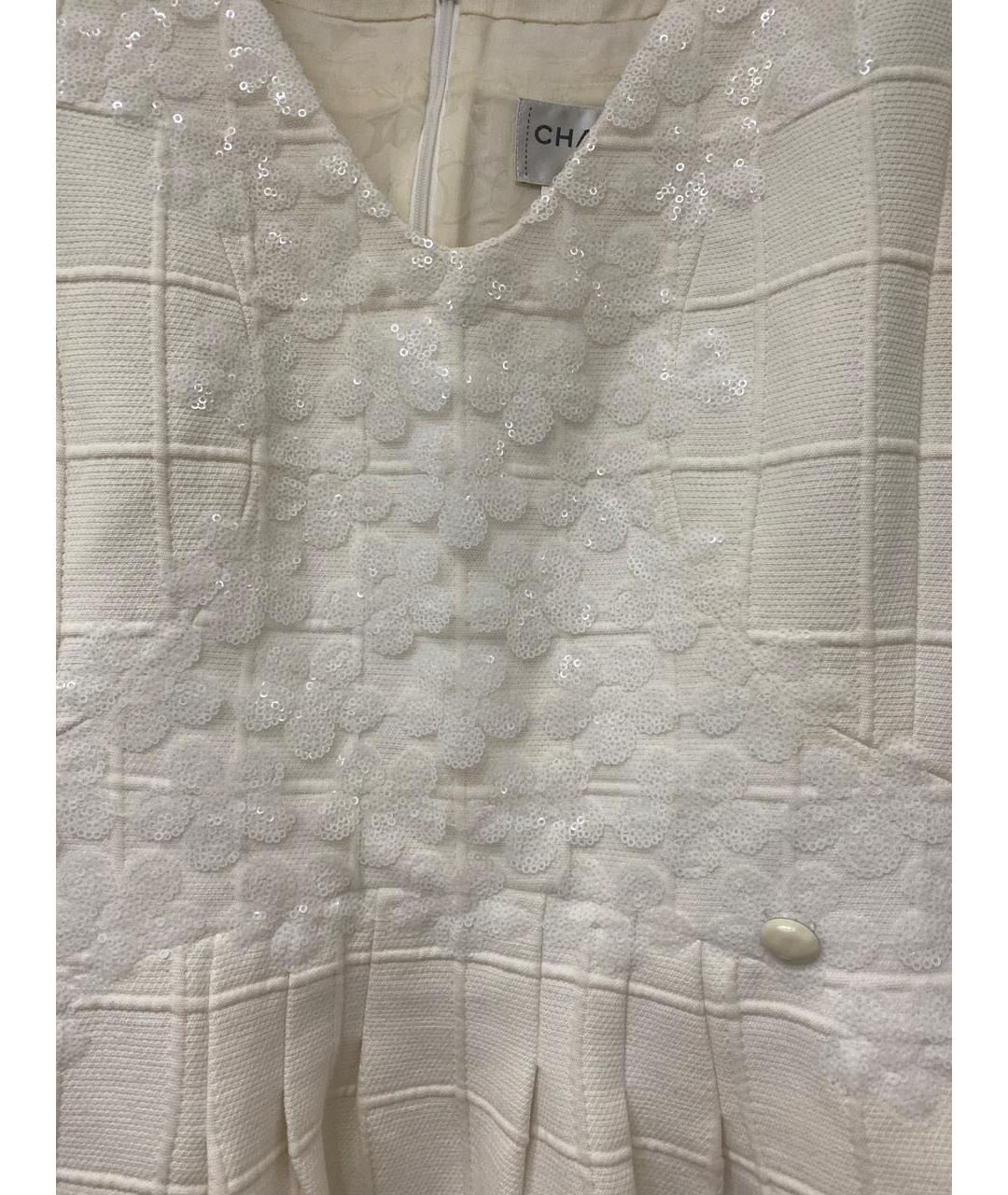 CHANEL Белое хлопковое коктейльное платье, фото 3