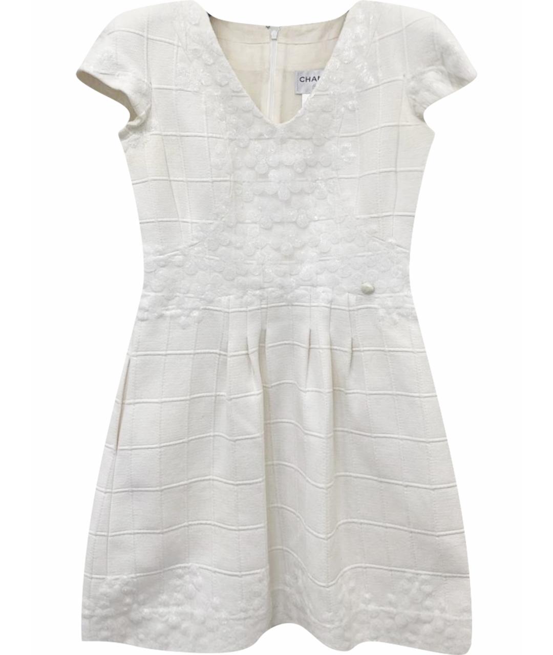 CHANEL Белое хлопковое коктейльное платье, фото 1