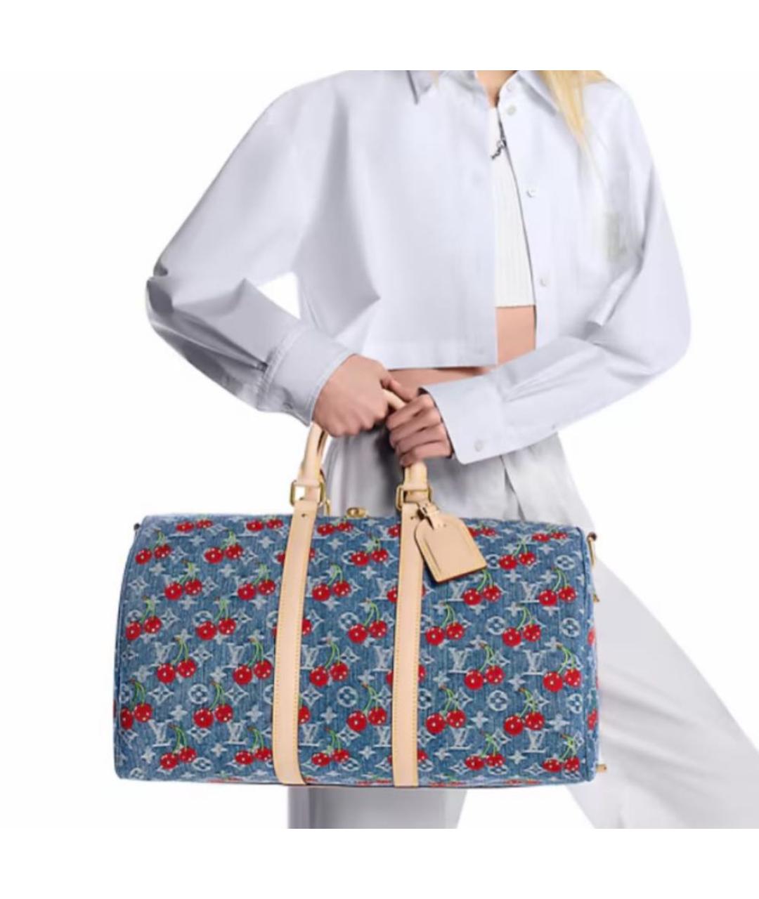 LOUIS VUITTON Голубая тканевая дорожная/спортивная сумка, фото 2