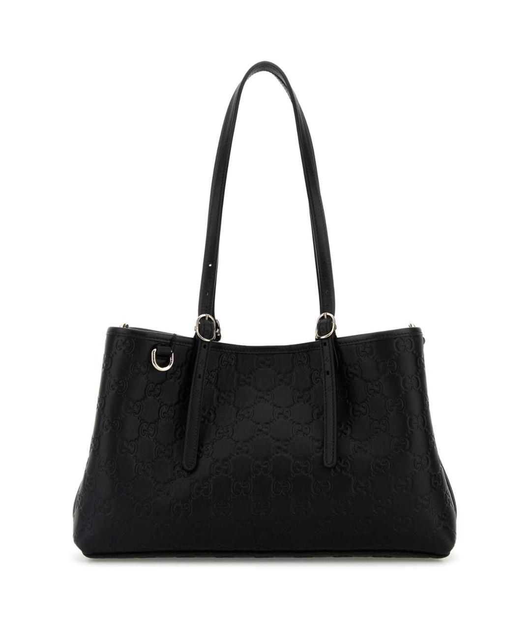 GUCCI Черная кожаная сумка тоут, фото 1