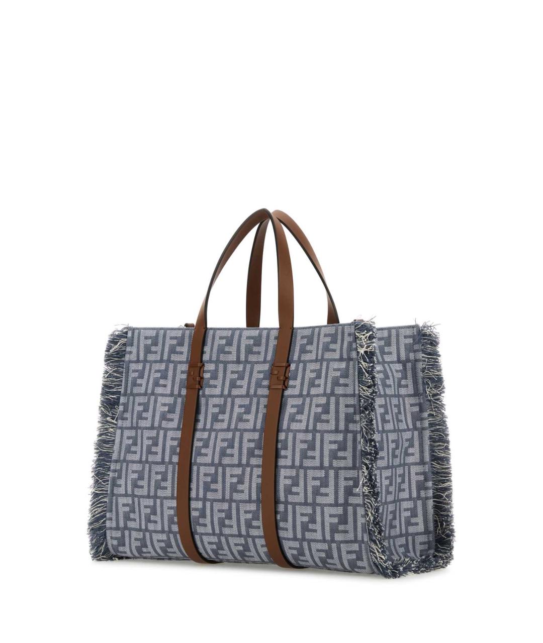 FENDI Голубая тканевая сумка тоут, фото 2