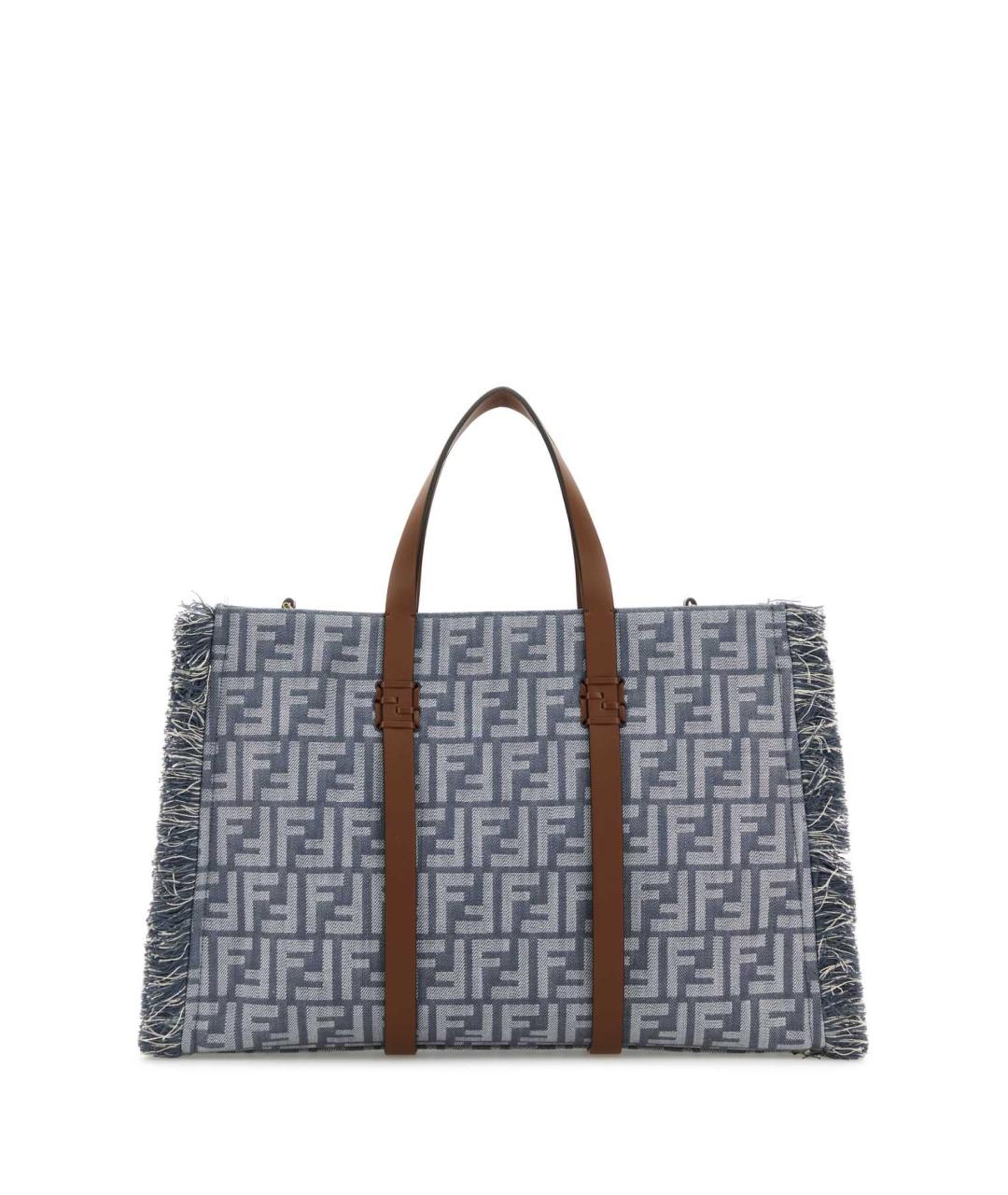 FENDI Голубая тканевая сумка тоут, фото 3