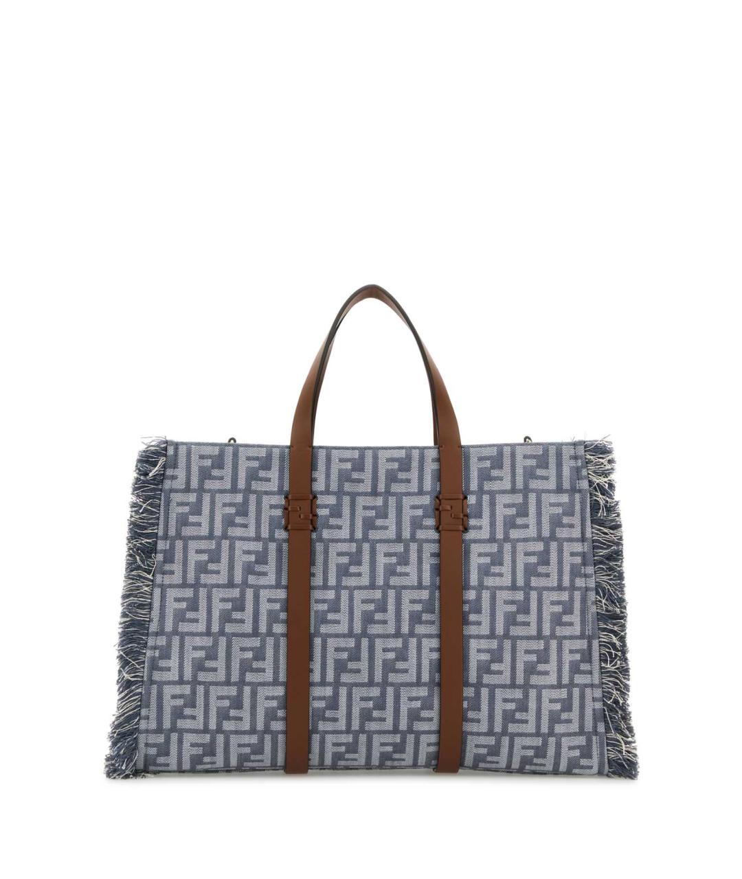 FENDI Голубая тканевая сумка тоут, фото 1