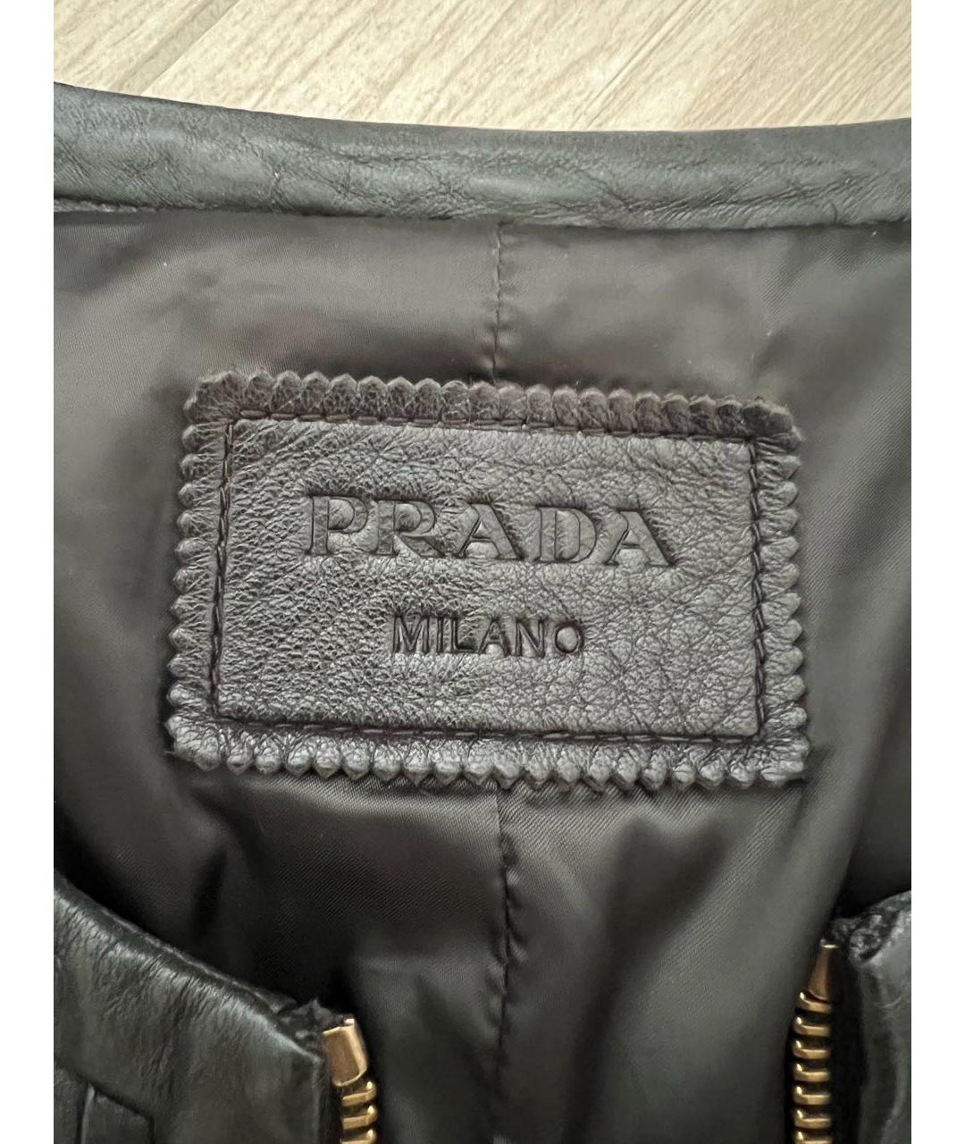 PRADA Черная кожаная куртка, фото 7