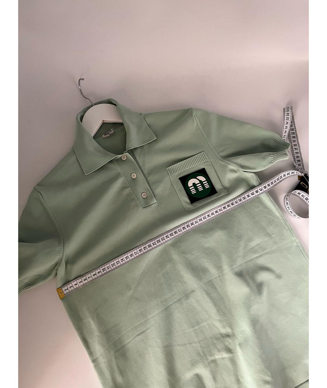 MIU MIU Бирюзовая хлопковая футболка, фото 5