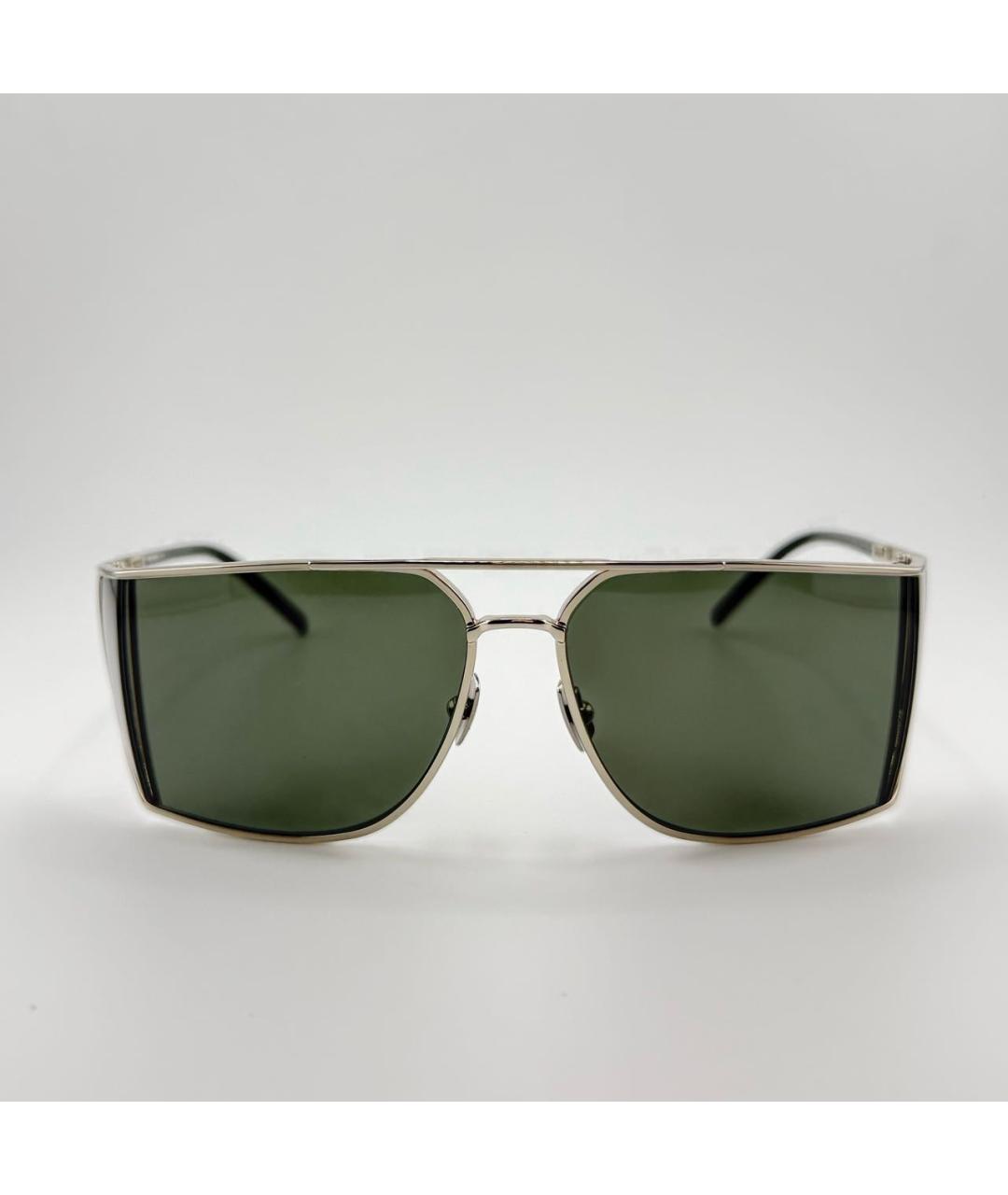 SAINT LAURENT Серые металлические солнцезащитные очки, фото 3