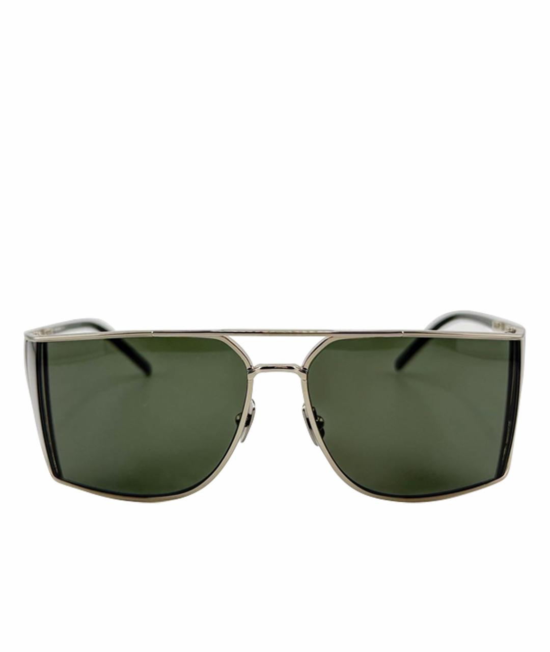 SAINT LAURENT Серые металлические солнцезащитные очки, фото 4