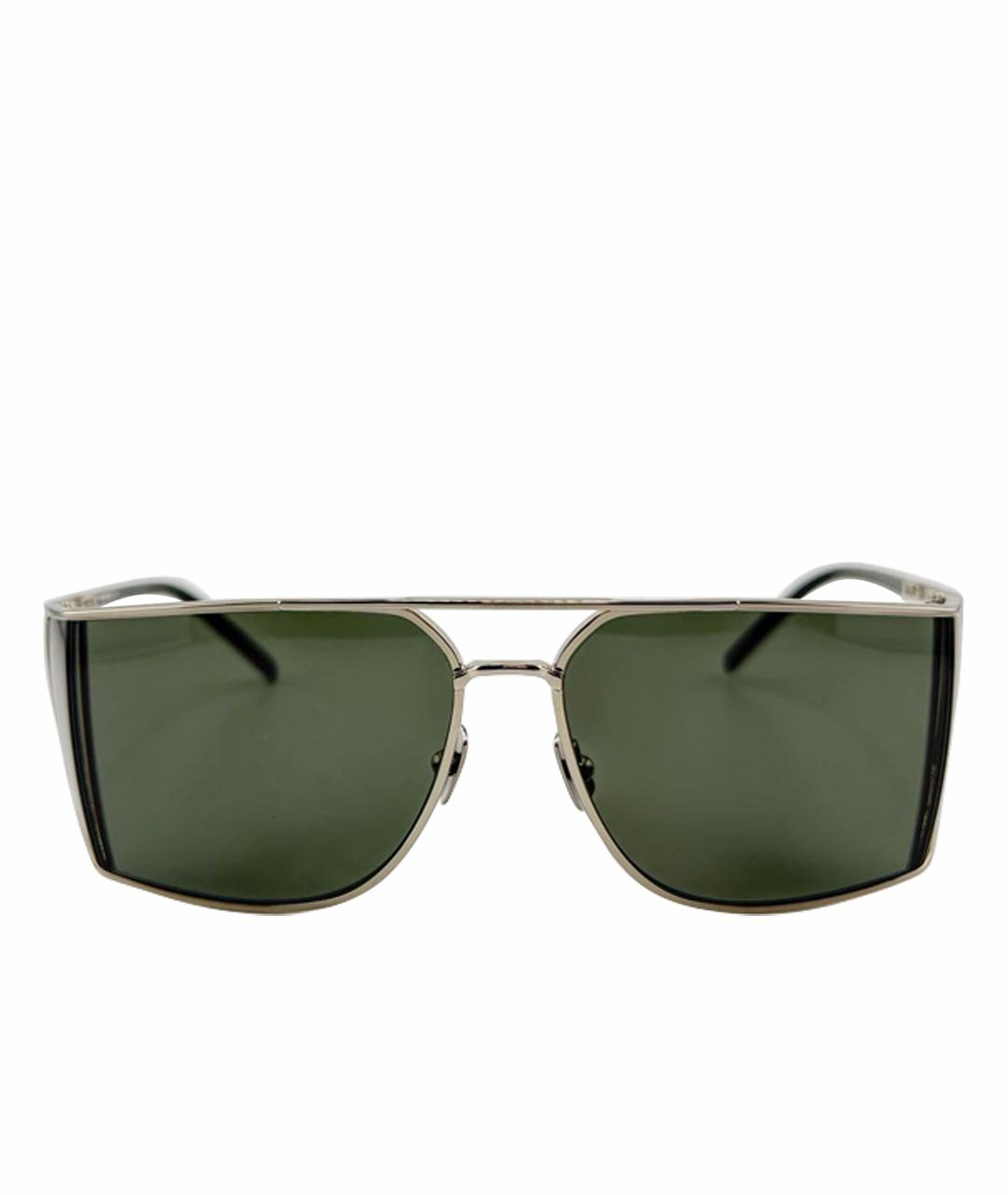 SAINT LAURENT Серые металлические солнцезащитные очки, фото 1