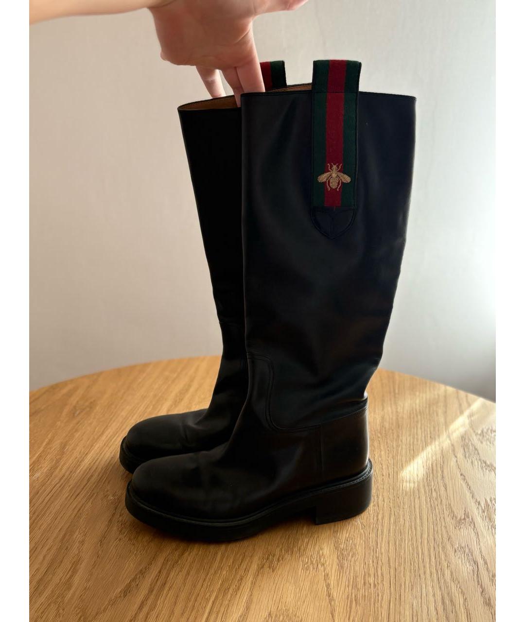 GUCCI Черные кожаные сапоги, фото 2