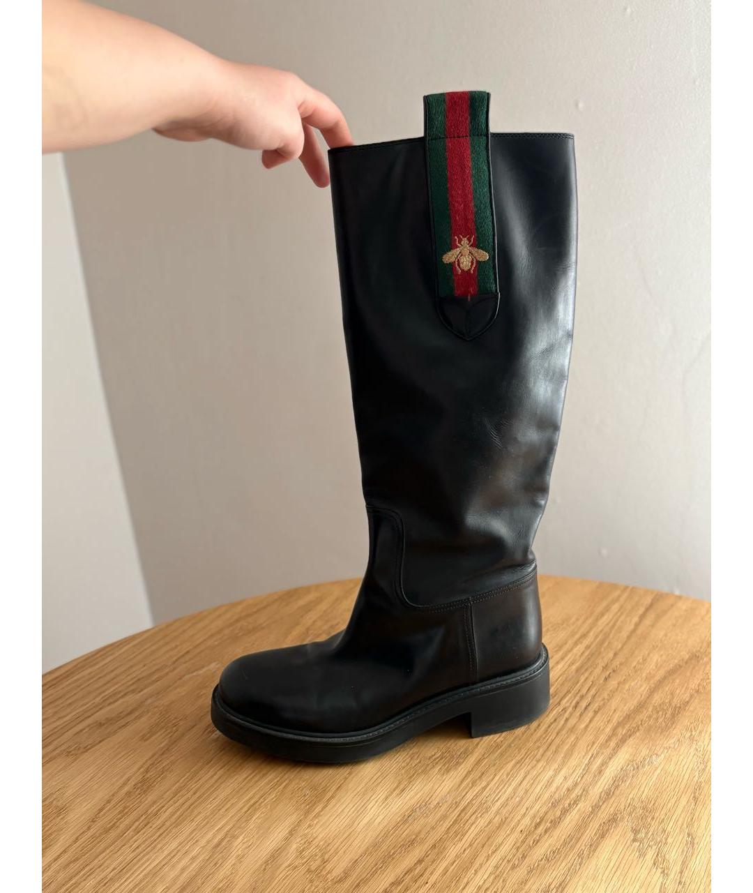 GUCCI Черные кожаные сапоги, фото 9