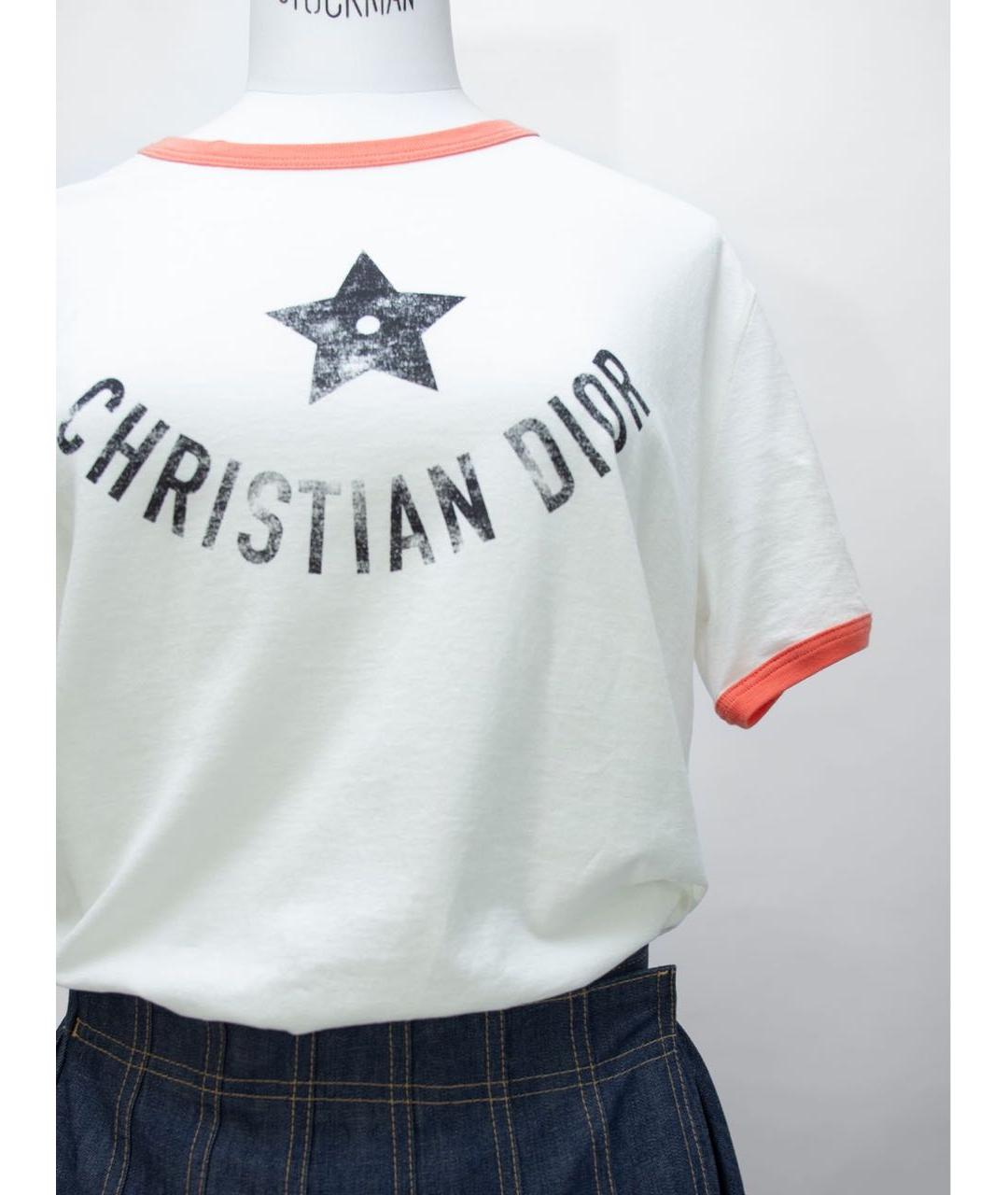 CHRISTIAN DIOR Белая хлопковая футболка, фото 3