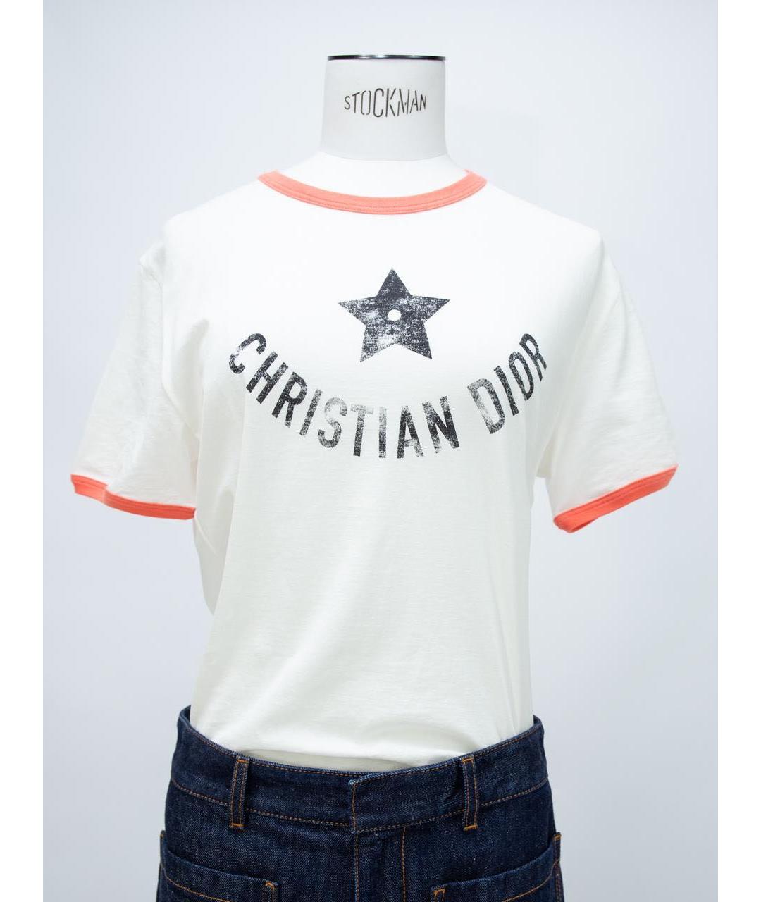 CHRISTIAN DIOR Белая хлопковая футболка, фото 2