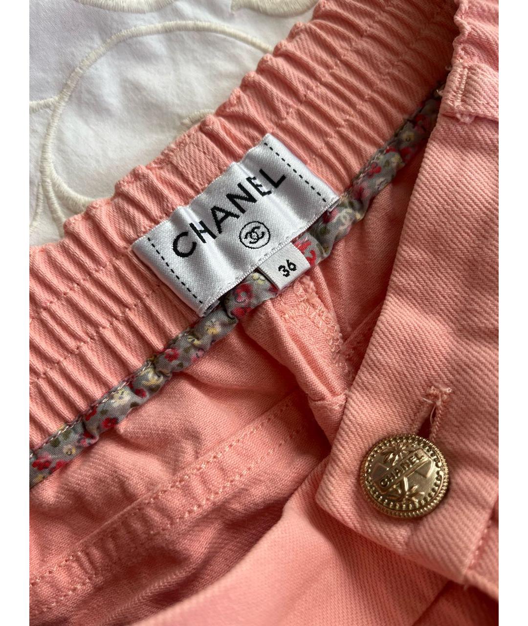 CHANEL Розовые хлопковые прямые джинсы, фото 3