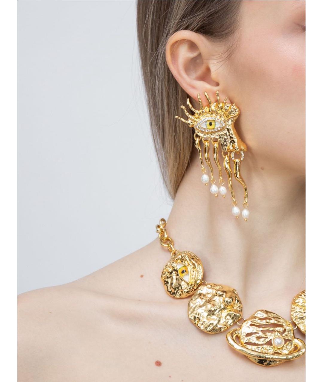 SCHIAPARELLI Золотые латунные серьги, фото 3