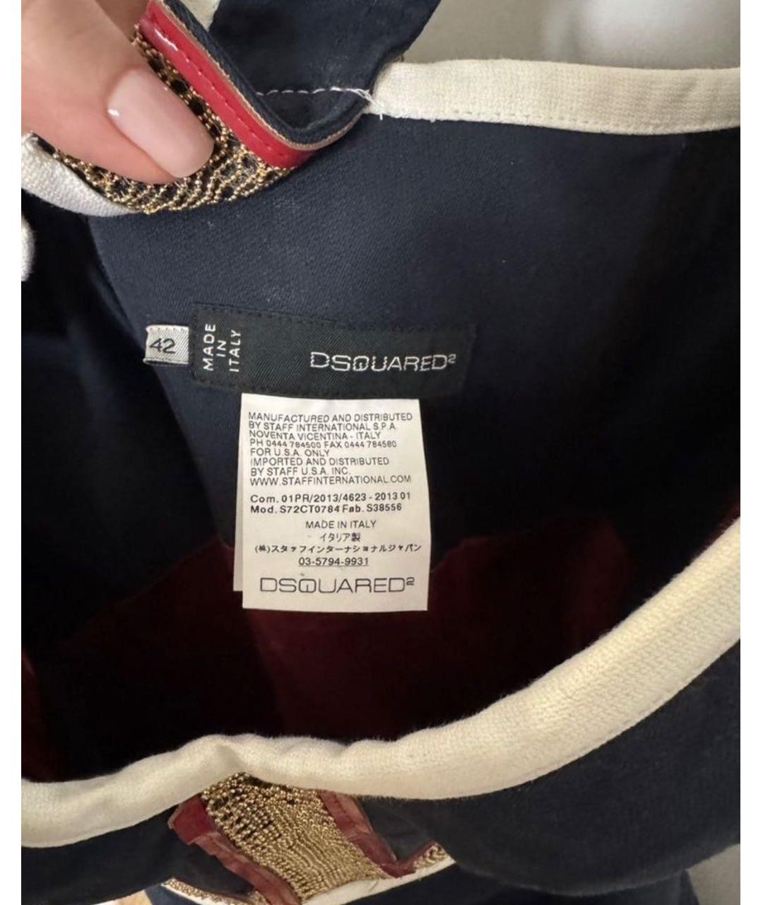 DSQUARED2 Темно-синее хлопко-эластановое коктейльное платье, фото 3