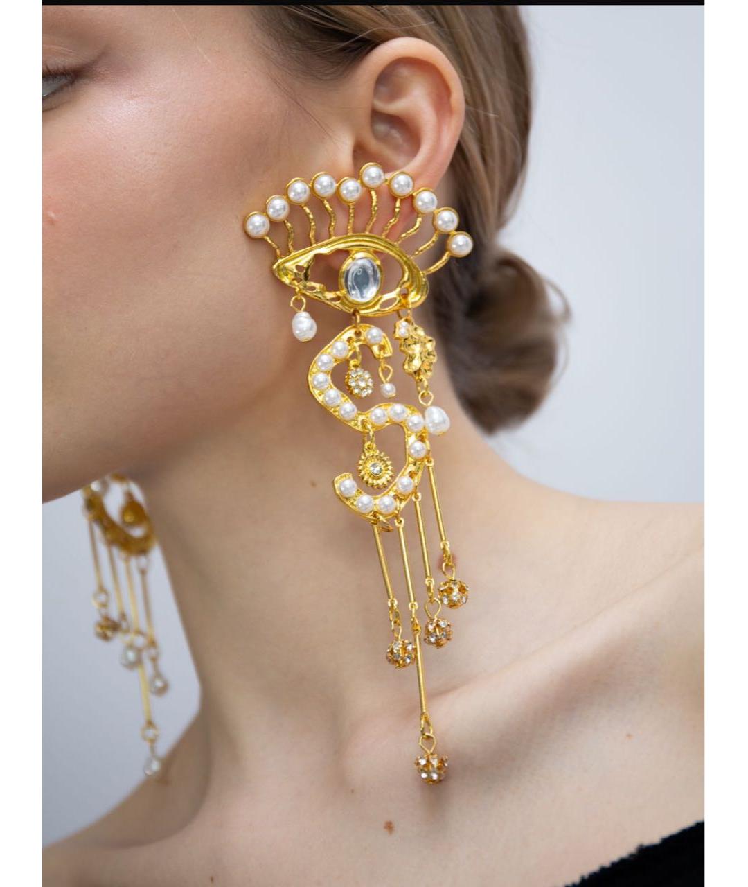 SCHIAPARELLI Золотые латунные серьги, фото 3