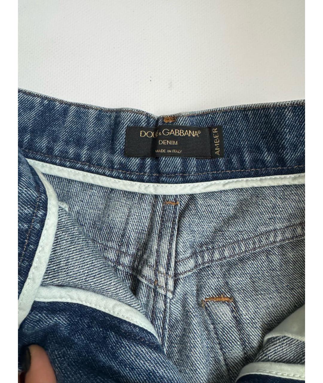DOLCE&GABBANA Синие хлопковые прямые джинсы, фото 3