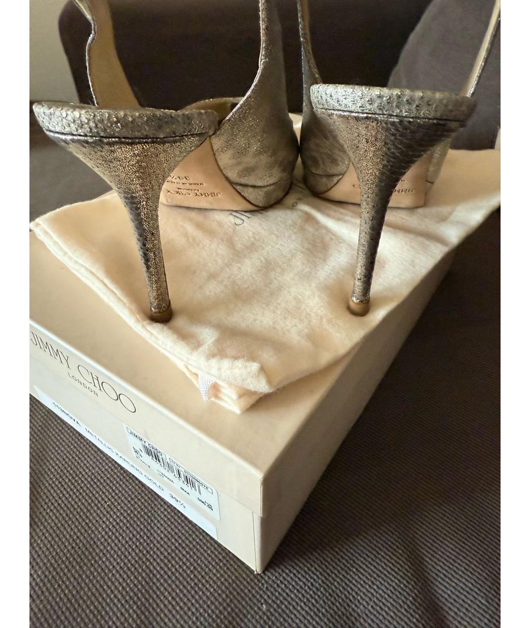 JIMMY CHOO Серебряные кожаные босоножки, фото 4