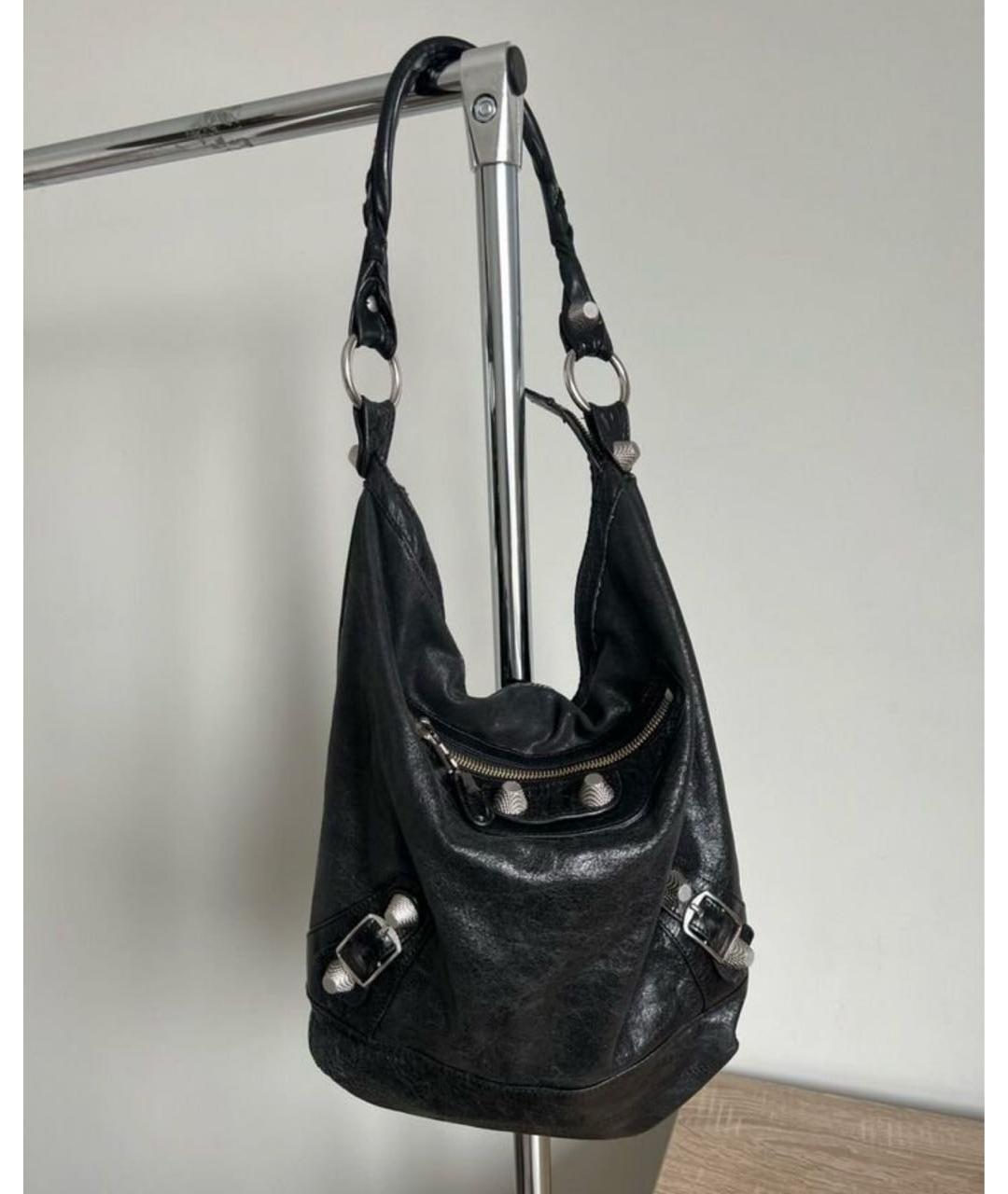 BALENCIAGA Черная кожаная сумка тоут, фото 6