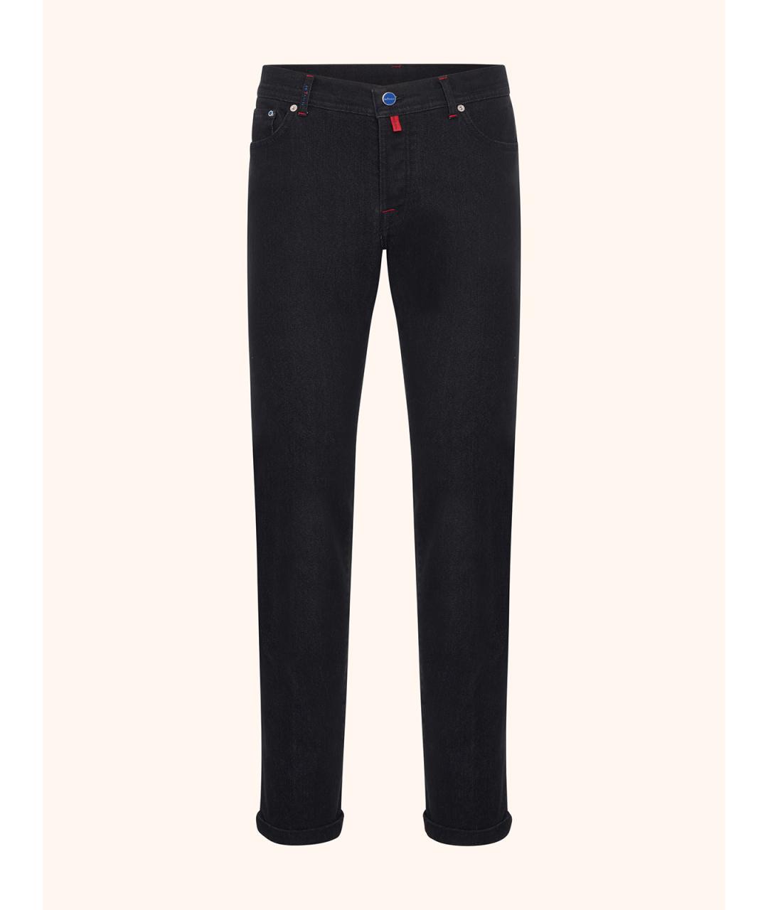 KITON Черные хлопко-полиэстеровые прямые джинсы, фото 5