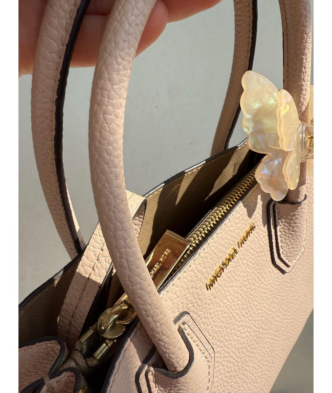 MICHAEL KORS Бежевая кожаная сумка с короткими ручками, фото 8