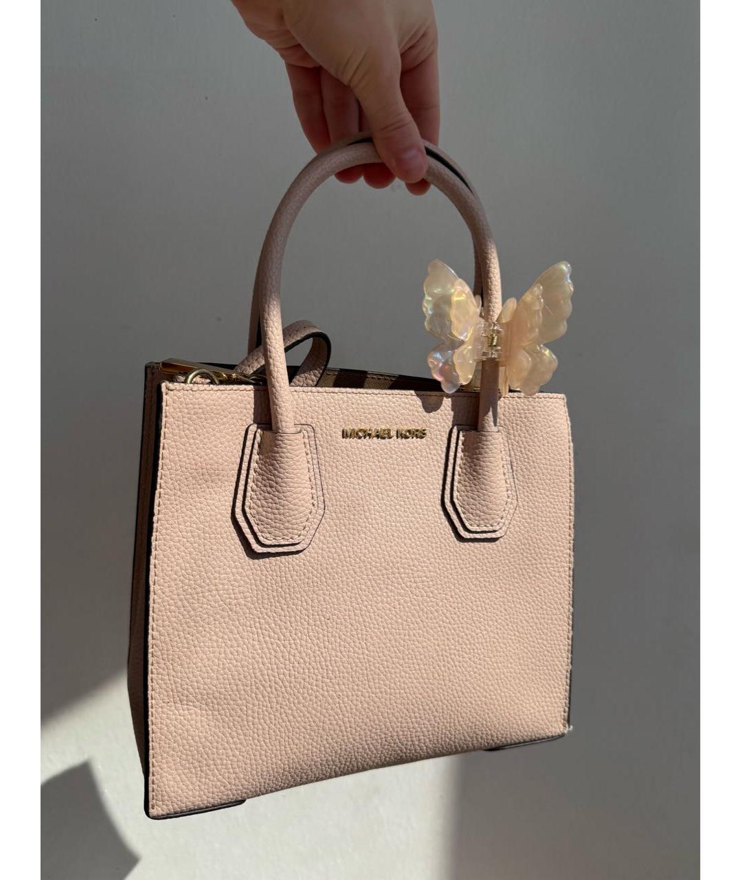 MICHAEL KORS Бежевая кожаная сумка с короткими ручками, фото 9
