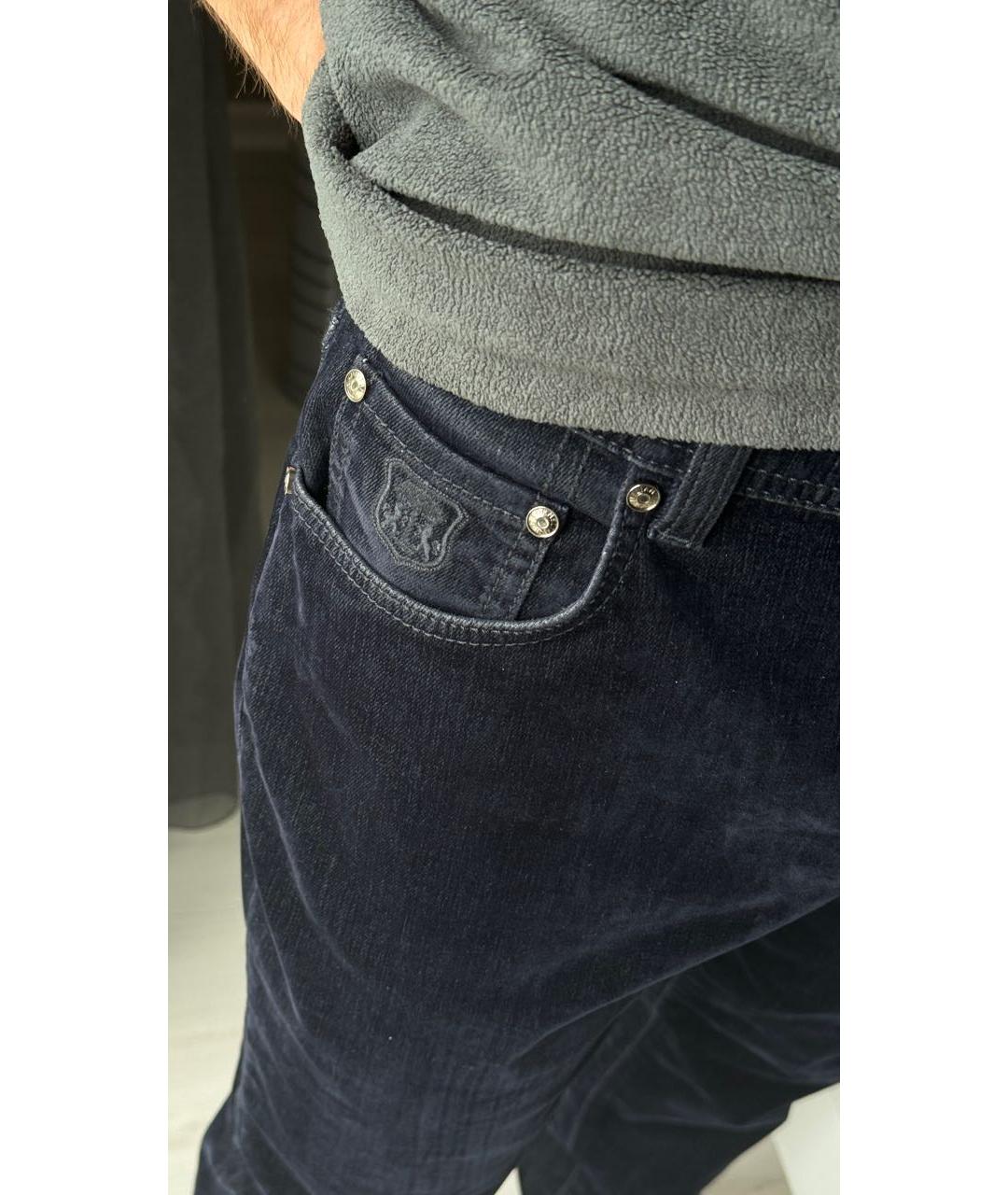 CORNELIANI Темно-синие хлопковые прямые джинсы, фото 6