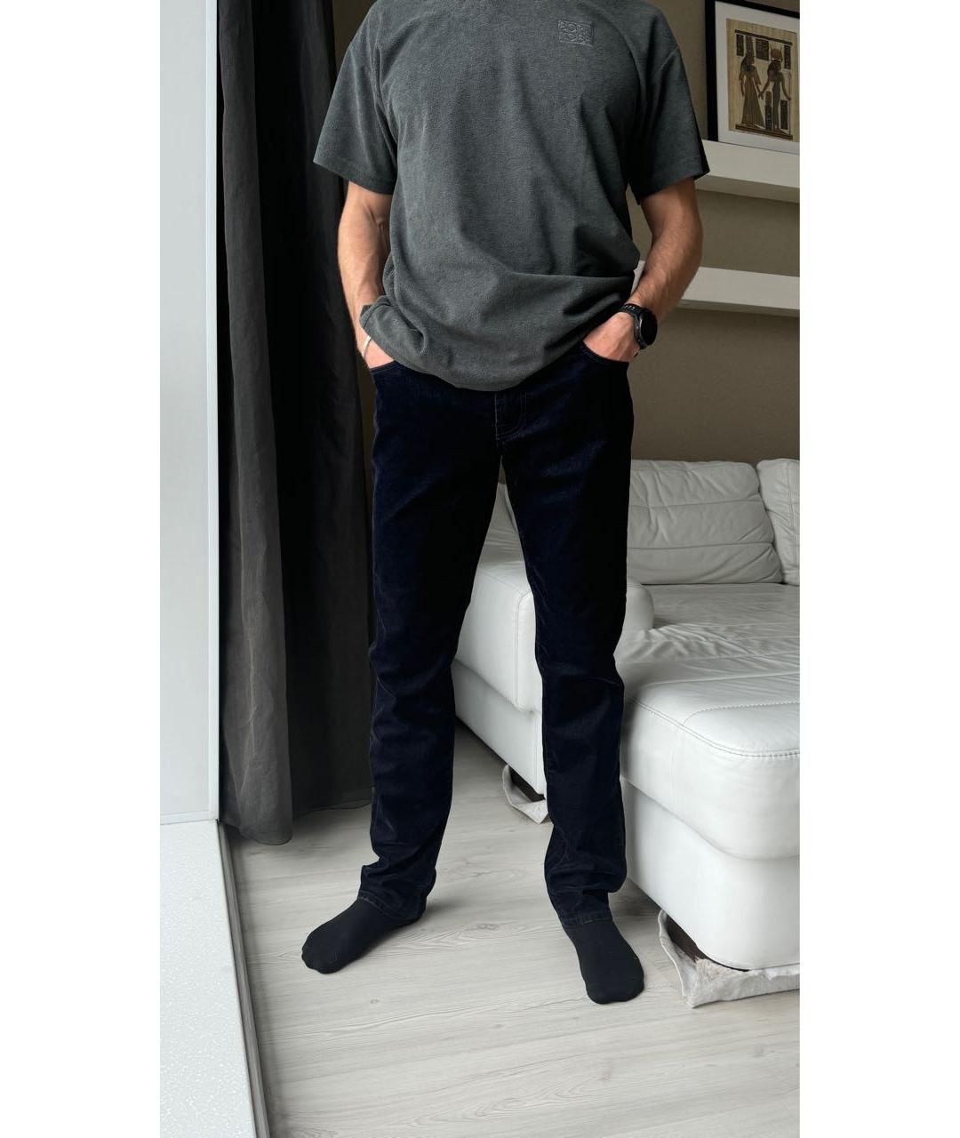 CORNELIANI Темно-синие хлопковые прямые джинсы, фото 7