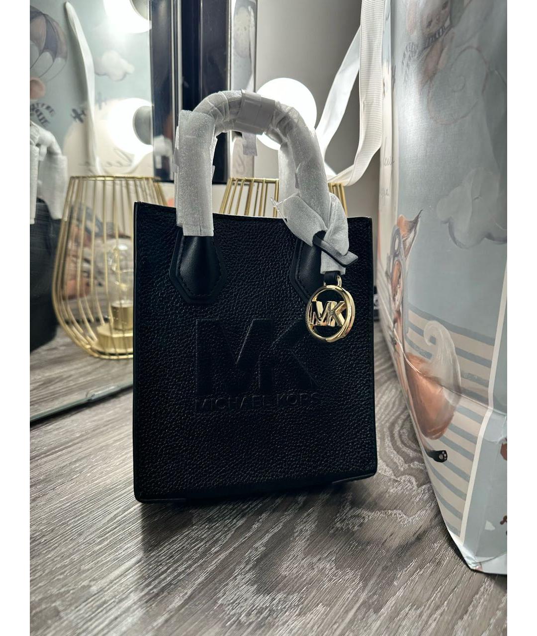 MICHAEL KORS Черная кожаная сумка тоут, фото 4